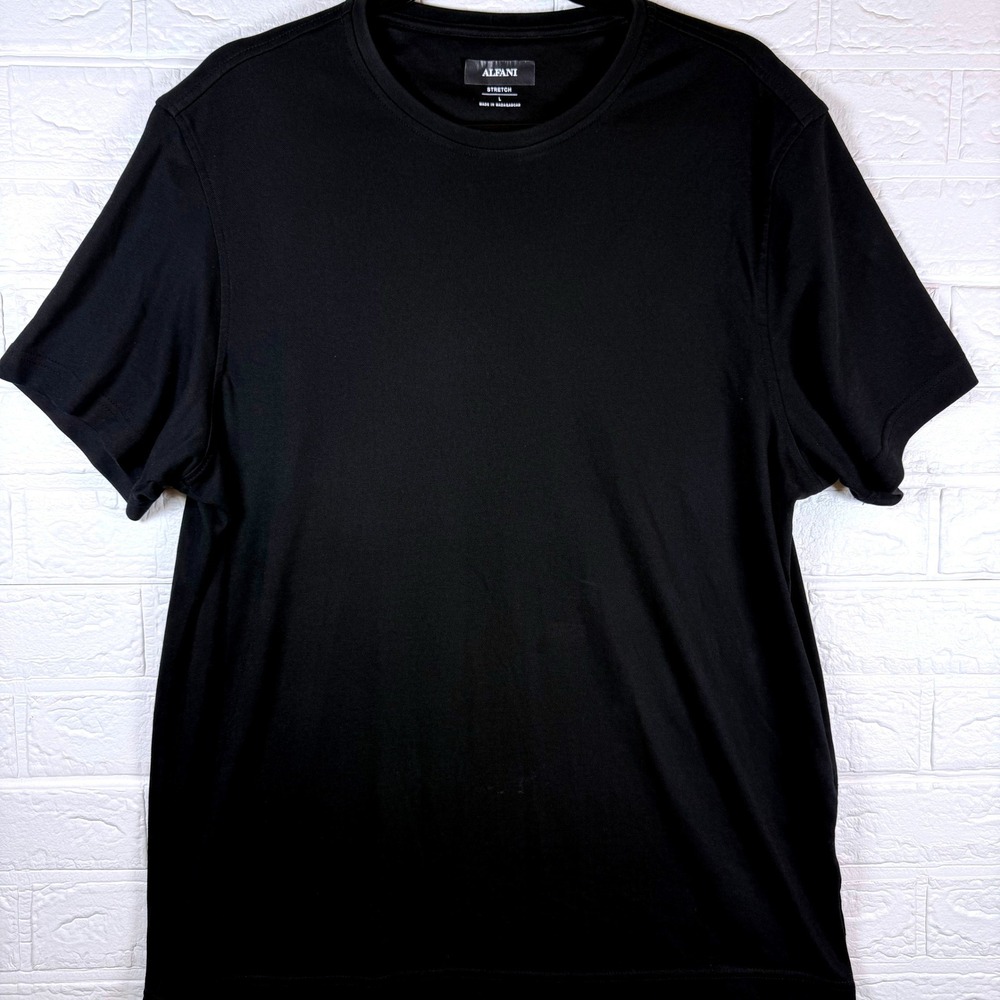 Alfani T-Shirt Mens Large Black Stretch Cotton Short Sleeve Crew Neck Tee